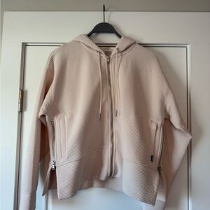 DKNY Women's Beige Hoodie Ribbed Jacket NWOT
